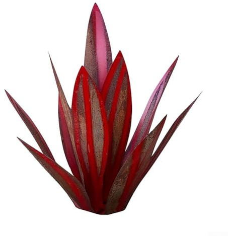 Kreative DIY Agave Pflanze Skulptur Bunte Metall Dekoration für Garten und Terrasse (rot)