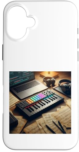 MIDI-Keyboard-Controller - Synthesizer Retro Hülle für iPhone 16 Plus