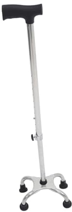 MOTHNUR Ergonomischer Verstellbarer Balance Gehstock mit Rutschfester Gummisohle und Vierflacher Abs Basis für Senioren und Damen Belastbar bis 100 Kg Geeignet für Drinnen und Draußen