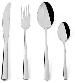 Excelsa Luxury Posate, Set 24 Pezzi, Acciaio Inox, 6 Forchette, 6 Cucchiai, 6 Coltelli, 6 Cucchiaini