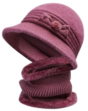 Generisk fiskehatt barn 48 för kvinnor, vadderad bomullsmössa, plyschmössa halsduk, tvådelat set regnhatt, ROSA, one size