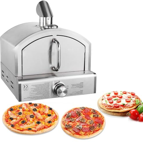 Macchina per pizzelle da 12 pollici, forno per pizza portatile a gas per esterni, forno per pizza da barbecue per cucina, in acciaio inossidabile, con valvola di regolazione