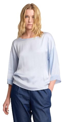 Kocca - Blusa a Maniche Lunghe in Viscosa Donna, Tinta Unita, Girocollo,Colore: Azzurro Polvere, Modello: P26PBL8416ABUN0000, Taglia: L