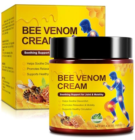 Bee Venom Joint & Muscle Comfort Cream – with Glucosamine, MSM, Arnica & Vitamin K2 – Fast-Absorbing Non-Greasy Formula for Knee, Back, Neck, Hands, Feet – Natural Ingredients – 120g