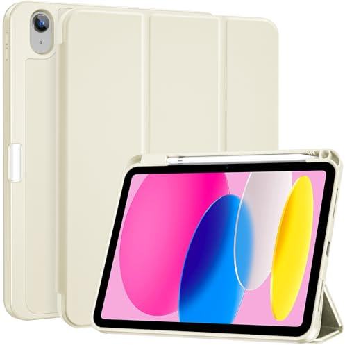 ProCase Hülle für iPad (A16) 11 Generation 2025 | iPad 10 Generation 10,9 2022 Schutzhülle mit Stifthalter Stoßfeste Smart Case Cover Auto Schlafen/Wachen -Beige