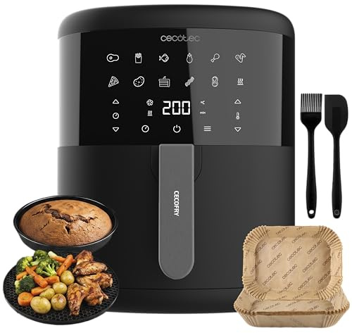 Cecotec Freidora de Aire 6 L Cecofry Bombastik 6000 Full Hot 1700W | Tecnología PerfectCook, Pack de Accesorios Incluido, 12 Modos, Temperatura, Tiempo Regulables, Control Táctil, Air Fryer