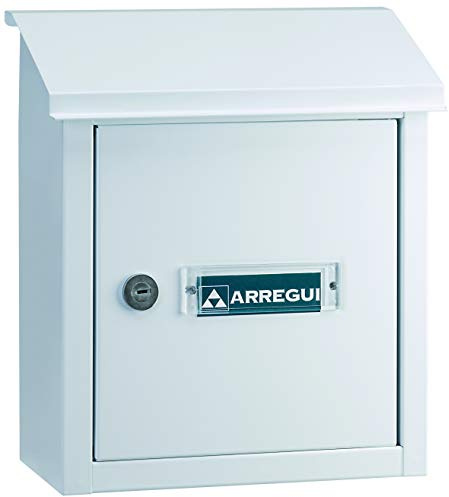 ARREGUI V4091 Buzón Recogecartas de Acero Para Puertas o Verjas en el Interior, Boca Recogecartas de 23x4 cm, Tamaño S (Correo DIN A5), Resistente a la Intemperie, Fácil de Instalar, Blanco