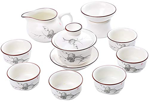 G-F-C-S2 - Set da tè in ceramica per gong/kung fu, cerimonia tradizionale cinese con Gaiwan, tazza da condivisione, filtro da tè e 6 tazze da tè