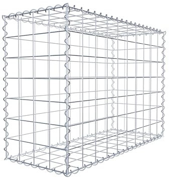 GABIONA Panier de Pierre Gabion carré, Mailles 10 x 10 cm, Profondeur 40 cm, Spirale Fermeture, galvanisé 100 x 70 x 40 cm