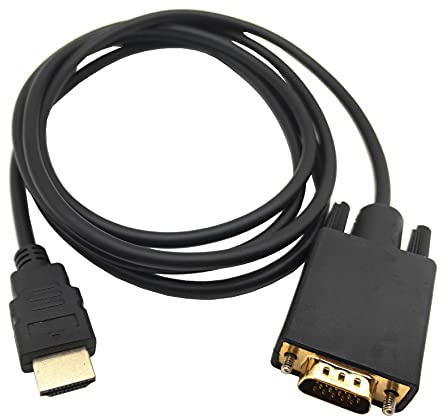 Halokny HDMI-auf-VGA-Adapterkabel, 1,8 m, vergoldet, 1080p, aktiver Video-Konverterkabel, unterstützt Notebook, PC, DVD-Player, Laptop, HDTV auf D-Sub HD 15-polige VGA-Monitore, Projektor
