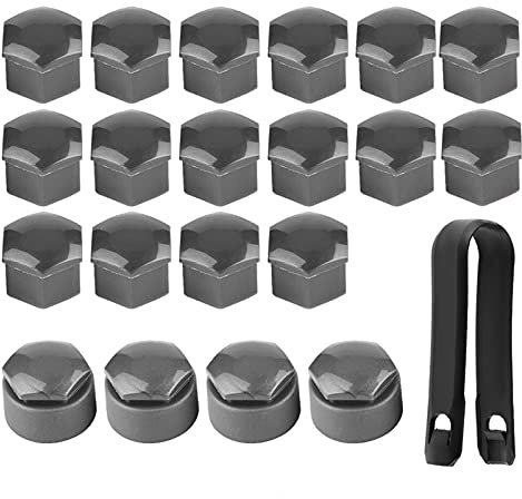 Rad Mutter Cap, Fydun 20 Stücke Auto Nabenschraube Schutz Diebstahl Abdeckkappe 17mm Auto Mutter Covers Bolt Radkappen mit Nylonclip(Grau)