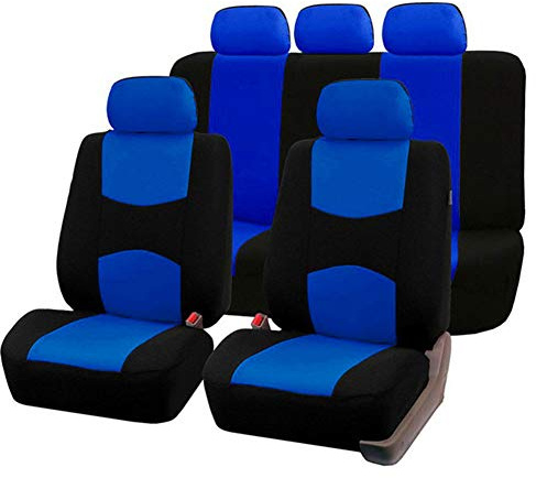 LQMILK Autositzbezüge, Autositzbezüge, Universal-Sitzbezüge, 10-teilig, Kopfstützen vorne, hinten, vollständiges Set mit Autositzbezug, Sitzbezug 52X25 Schwarz/Grau