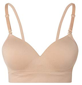 Lemef Seamless Bras for Women Wirefree Padded Bras Beige