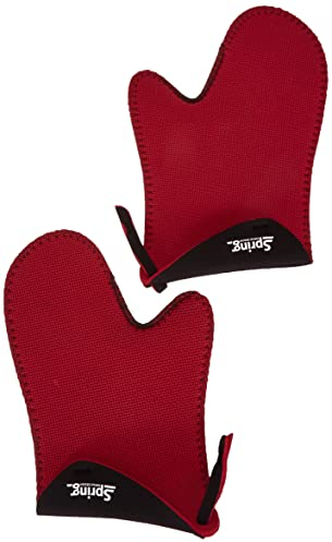Spring Grips - Guantes para horno (resistentes al calor, antideslizantes), color rojo y negro