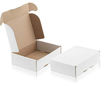 WPTrading - 50 Stück Maxibriefkarton 180 x 130 x 45 mm 1-wellig weiß - Faltkarton mit Steckverschluss als Maxibrief für Warenversendung - Versandkarton für Päckchen klein - Karton Versand Verpackung