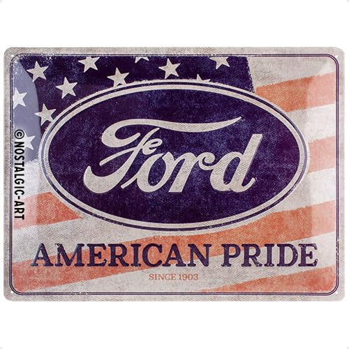 Nostalgic-Art Retro Blechschild, 30 x 40 cm, Ford – American Pride US Flag – Geschenk-Idee für Ford-Zubehör Fans, Original Lizenzprodukt (OLP), aus Metall, Vintage Design, Blechschilder Sprüche | Original Ford Lizenzprodukt (OLP), aus Metall, Vintage Design, Blechschilder Sprüche, Geschenk-Idee für Ford-Fans