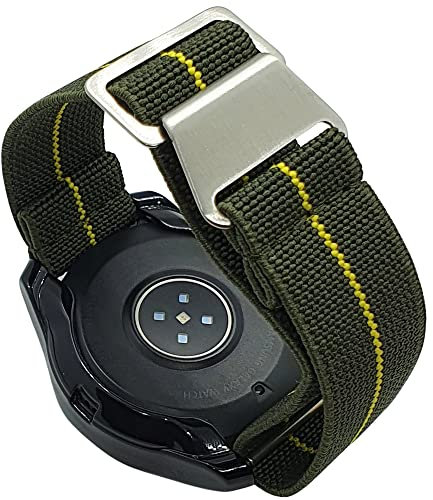 Max Marine Nationale Smartwatch Straps 22mm Compatible With Samsung Galaxy Watch 3 45mm, Galaxy Watch 46mm, Gear S3 Frontier/Classic, Garmin, Nylon Elastic Diver Sport Band Women Man (Green/Yellow)