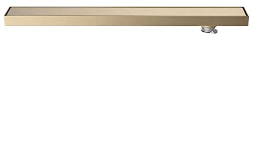 MMBBOD Edelstahl Duschrinne Bodenablauf Ablaufrinne Duschablauf Boden Ablauf Rinne mit Geruchsstop, Haarsieb, extra flach, Gebürstetes Gold (Blanco : 50cm(19.6''))