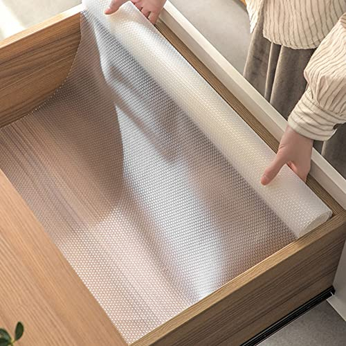BYNYXI Schubladenmatte Zuschneidbar, 150cmx30cm Transparent Antirutschmatte Eva Schrankmatte Küche wasserdichte Schubladenfolie Antihafte Schrankmatte Kühlschrankmatten für Kühlschrank und Schublade