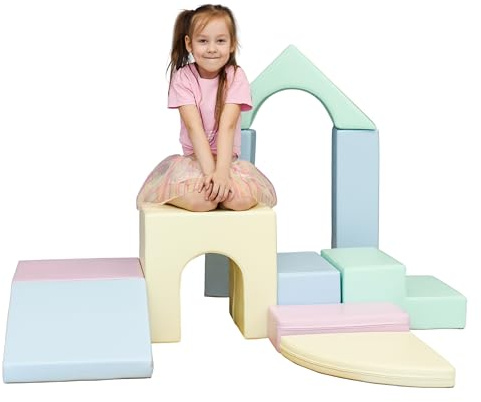 IGLU Soft Play Creativity Set 10 XL Moduli di capacità motorie in Schiuma Blocchi di Costruzione Giocattoli educativi (Colore Pastello)