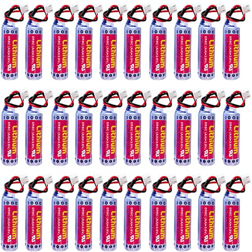 KUANMAI 30Pcs Battery 1800mAh ER6C AA 3.6V Lithium Battery for MAXELL ER6C FX F2-40BL FX2N/1N PLC Battery with Plug