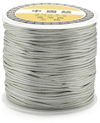 Bestewelry 76,55 Yard Nylonfadenschnur, 1 mm, Rattail-Satinschnur, geflochtene Knotenschnur, Makramee-Fadenschnur für Schmuckherstellung, Nähen (hellgrau)