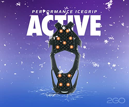 2GO Performance Icegrip Active Spikeschuhe zum Joggen, Anti-Rutsch Schuhspikes, Schuhkrallen, Steigeisen, Schnee Spikes, Schneeketten für Schuhe, optimaler Halt auf EIS & Schnee, Gr. S