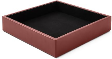 Eglooh - Minerva - Taschenleerer Leder Bordeaux Rot - Schreibtisch-Organizer mit modernem Design - Ablagefach für Schlüssel, Münzen, Schmuck - cm 16,5 x 16,5 - Made in Italy