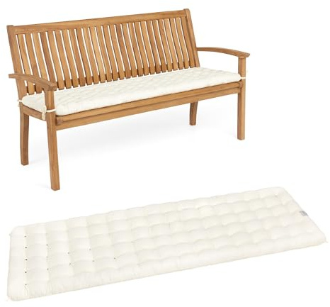 HAVE A SEAT Living - Gartenbank Auflage 160 cm - Bequeme Bankauflage Outdoor, 7 cm Dick - Waschbar bis 95°C, Orthopädisch, Wetterfest - Made in Germany (160x48 cm, Weiß)
