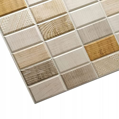 Deccart 3D Wandpaneele Holzoptik 96 x 47 cm - PVC Paneele Wand Deko Wohnzimmer Küche Badezimmer Wasserfest - Wandverkleidung Innen zum Kleben - Wandpanele Wandpaneel Leicht zu Montieren