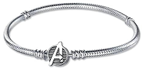 HappyStar Bracciale Donna Bead Charm Da Donna in Argento Sterling 925,Bracciale con maglia snake e chiusura, Charms Compatibili,Regali per donne.