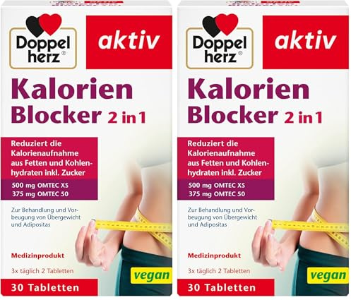 Doppelherz Kalorien Blocker 2 in 1 – Medizinprodukt zur Behandlung und Vorbeugung von Übergewicht und Adipositas – 30 vegane Tabletten (Packung mit 2)