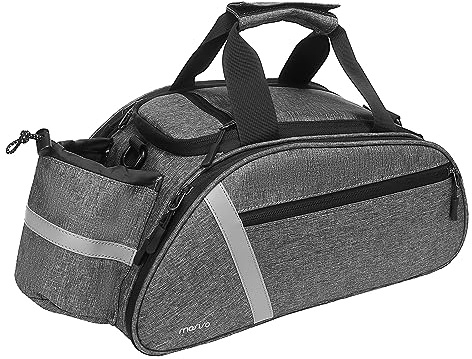 MOSISO Fahrrad Rack Tasche, Wasserdicht Fahrrad Koffer Rücksitztasche Radfahren Reflektierend Rücksitz Frachtlager Gepäck Sattel Umhängetasche mit Wasserflasche Halter & Handhaben, Schiefergrau