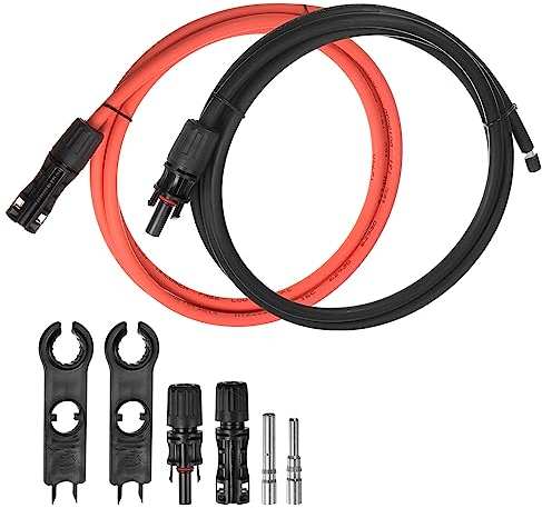 sourcing map Solarkabel 10mm² Verlängerung 1,8 Meter Verzinnten Kupfer 1500V Photovoltaik Kabel mit 2 x Schraubenschlüssel & 1 Paar Solarpanel Stecker für Solarpanel Wechselrichter Laderegler
