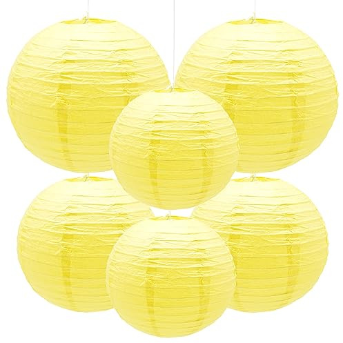Yosawo 6 Stück Papierlaterne Laterne Deko Gelb rund Lampenschirm für Party Garten Hochzeit Geburtstage Dekoration（ 810 12/Yellow）