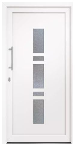 HORI Eingangstür Kunststoff Komplettset - Chain – Moderne Hauseingangstür mit Stahlverstärkung, Wärmeschutz & 5-fach-Verriegelung - Farbe: Weiß - DIN links - Modell: - 2080 x 980 cm