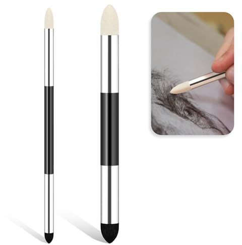 2 Stück Zeichnen Bleistift Papierwischer Blending Stifte Künstler Mischschwamm Stift Pastellkreide Pastell Pinsel Künstler Professionelle Wiederverwendbare Zeichenkunst Mischwerkzeuge öl Pastell