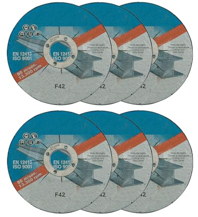 Set da 6 Dischi per Smerigliatrice - Ideale per Taglio Metallo Acciaio Inox Ferro - Diametro Disco mm 115 - Ideale per Lavori Fai da te e di Bricolage - Acciaio Inox, 1 mm