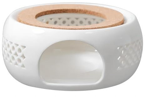 Bamboo's Grocery LoKii Ceramic Teapot Warmer with Cork Cushion, Teapot Heater, Tea Light Warmer, Suitable for Teapot and Mugs, 6 Inches, Large
