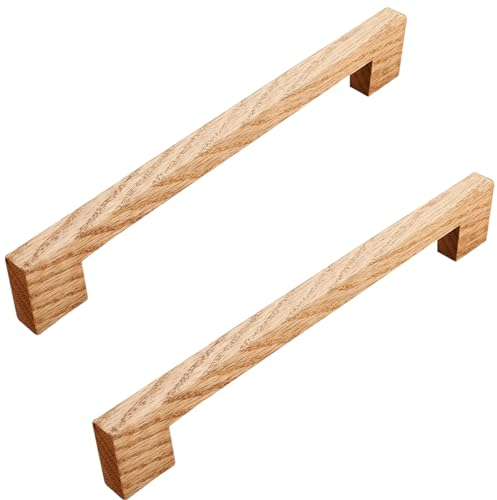 SZLXJMFL Küchenschränke Holzgriffe, 2 Stück Schranktüren Lackierte Oberfläche Eiche Möbelgriff Lochabstand: Einloch - 192 mm Schubladen Griffe Wohndekoration mit Schrauben-216mm/8.5in
