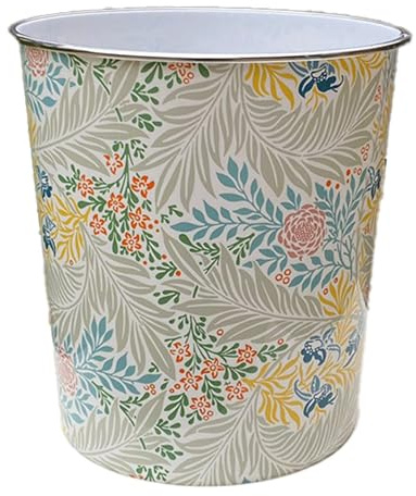 MantraRaj Plastic Waste Paper Basket Bin Floral Round Trash Can Lightweight Recycling Rubbish Bin for Kitchen, Bedroom, Bathroom, Open-Top Outdoor Garbage Container Dustbin, 7.7 Litre (Coloured Leaf)
