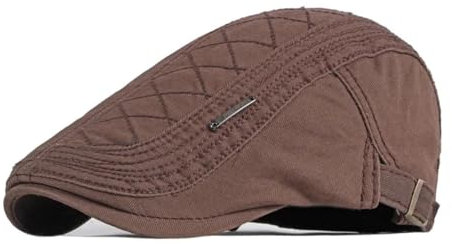 WOYUANSHA Barett Baskenmützen Für Herren Baumwolle Linie Stickerei Newsboy Caps Flache Schirmmütze Männer Frauen Maler Baskenmütze Hüte 55-60Cmwear Braun