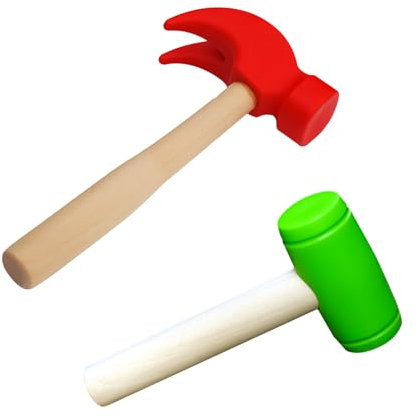 RmKbe 2 Pieces Toy Hammer Mini Wooden Hammer Pounding Toy Wooden Mallet Hammer Maintenance Tools Educational Toys