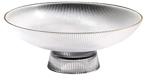 GLigeT Bols à fruits Assiette à fruits en verre pratique et Simple, bassin à bonbons multifonctionnel à pieds hauts, plateau à collation de grande capacité Corbeille à fruits(Size:M)