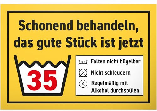 DankeDir! Schonend behandeln - Kunststoff Schild 30 x 20 cm - Geburtstagsgeschenk 35er Männer & Frauen Geschenk 35. Geburtstag 35 Jahre - Geburtstagskarte Partydeko Geschenkidee Geburtstagsdeko