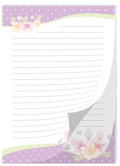 Briefpapier Design Motiv Natur Blumenmuster Wiesenblumen lila Briefblock für Mädchen Kinder und Erwachsene Geschenk (Block A4 mit 25 Blätter)