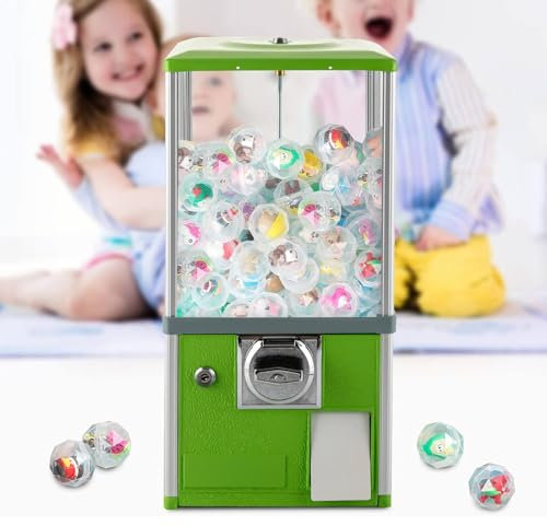 Máquina de chicles con ranura para monedas, máquina expendedora pequeña máquina expendedora de monedas dispensador de dulces máquina de precios máquina de chicles para bolas de 4,5-5,5 cm,Green