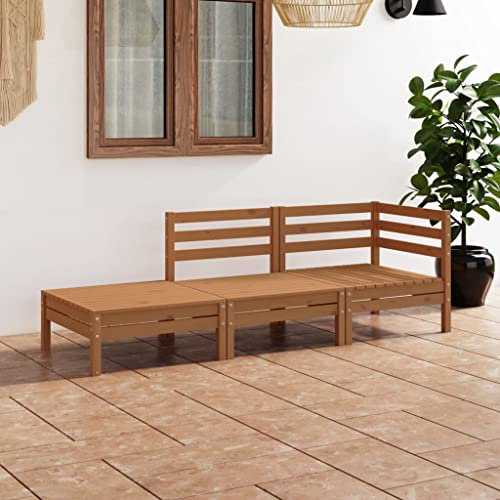 Lauuoeriau Gartenmöbel-Set, 3-teilig, massives Kiefernholz, Braun