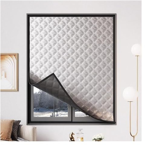 Window Insulation Kit with Insulating Curtain Panels Acoustic Blackout Privacy Drapes Covering for Thermal Blanket Window Protection (Silver 100x100cm)