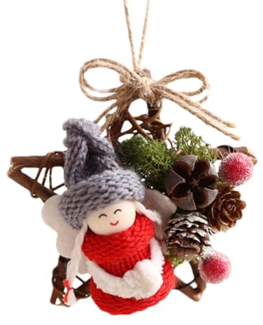 Couronnes de Noël pour porte d'entrée – Couronne artificielle de porte – Couronne de porte d'entrée – Couronne de porte d'entrée, élan, étoile d'ornement de Noël, décoration de la maison